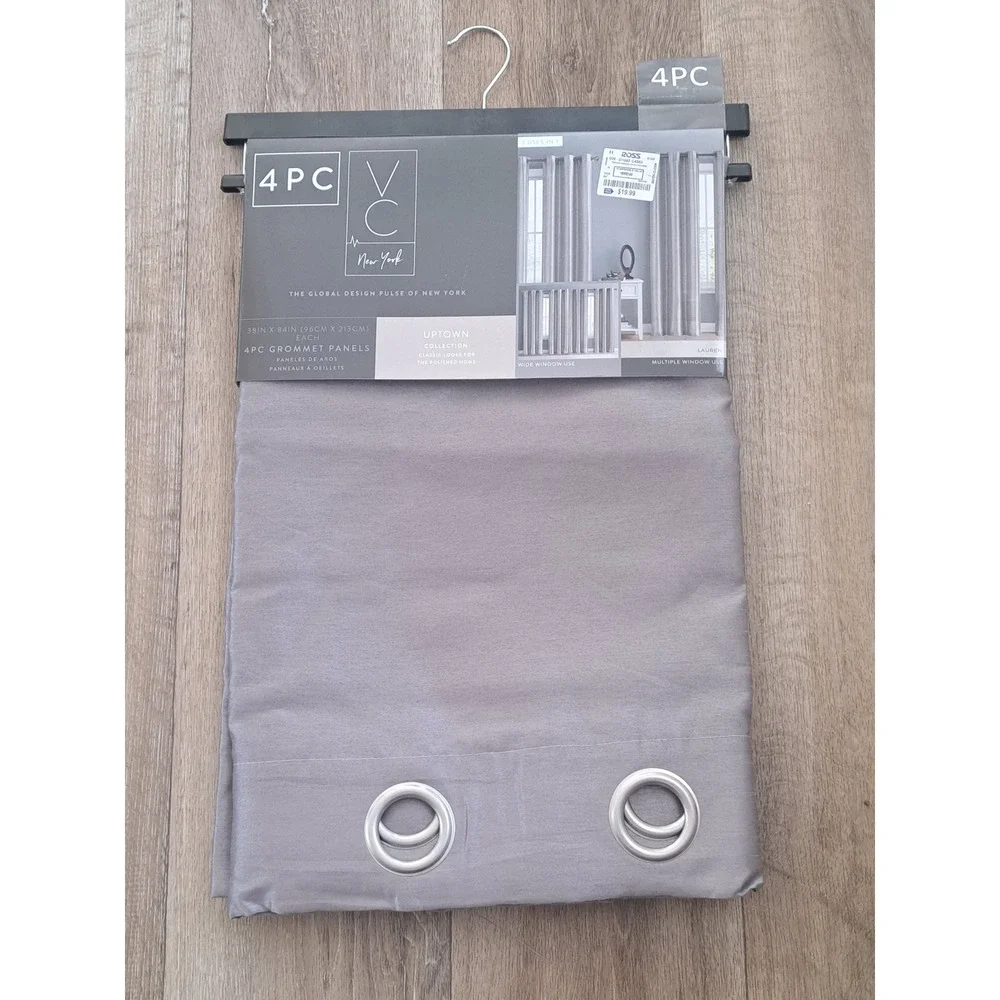 VC New York Uptown Collection 4PC Grommet Curtain Panels Gray 38x84 Each